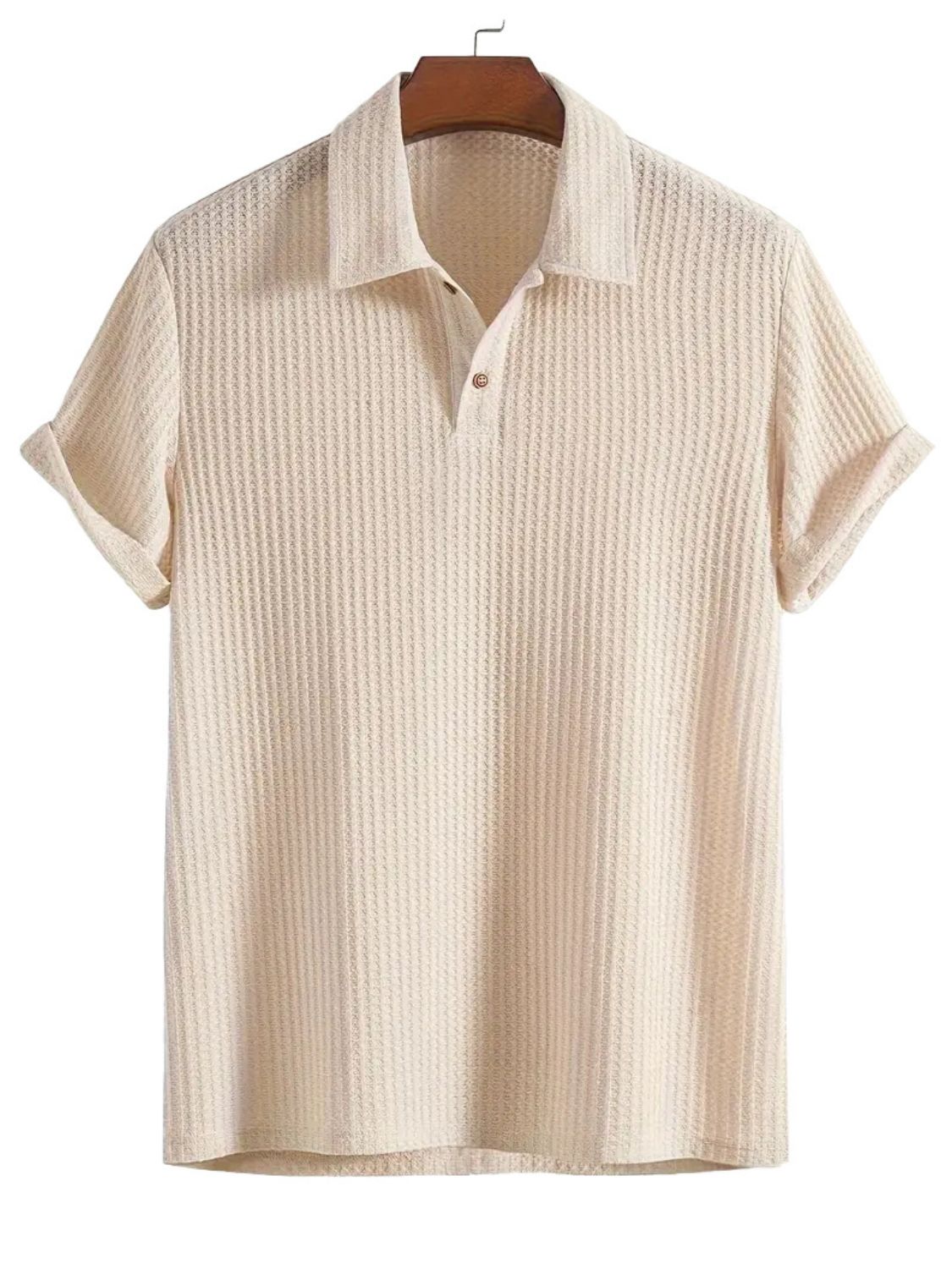 Men's Waffle-Knit Collared Neck Short Sleeve Polo - Premium Men's Clothing from 5th & Barnett Online Boutique - Just $25.99! Shop now at 5th & Barnett Online Boutique