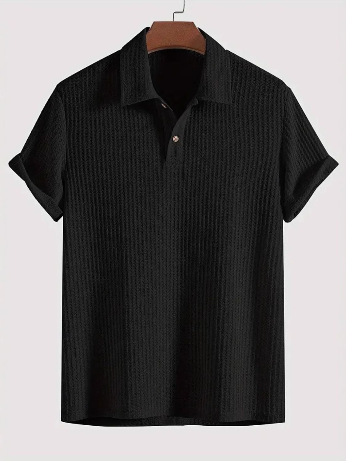 Men's Waffle-Knit Collared Neck Short Sleeve Polo - Premium Men's Clothing from 5th & Barnett Online Boutique - Just $25.99! Shop now at 5th & Barnett Online Boutique