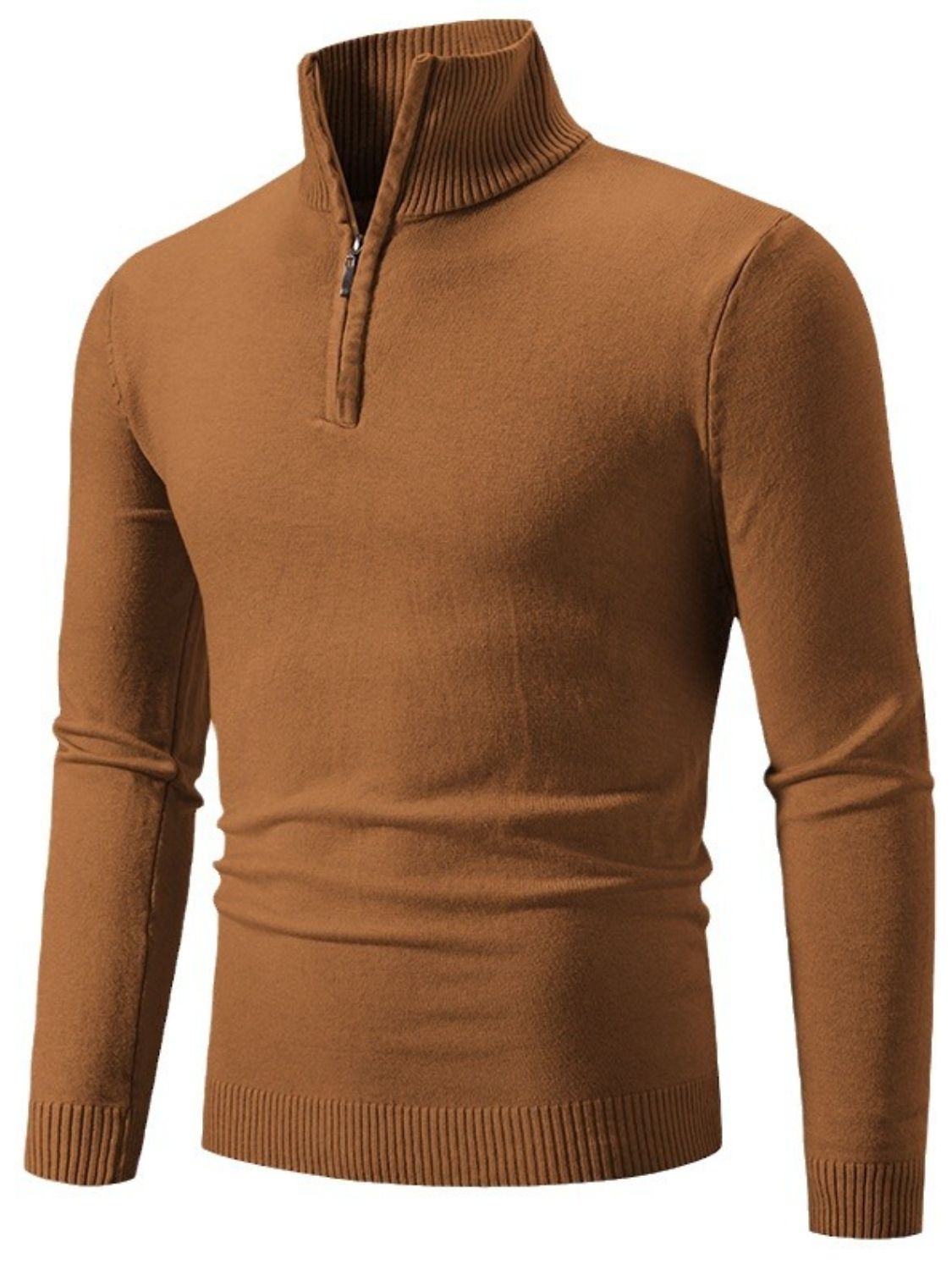 Men's Plus Size Quarter Zip Long Sleeve Knit Top - Premium from Trendsi - Just $0! Shop now at 5th & Barnett Online Boutique
