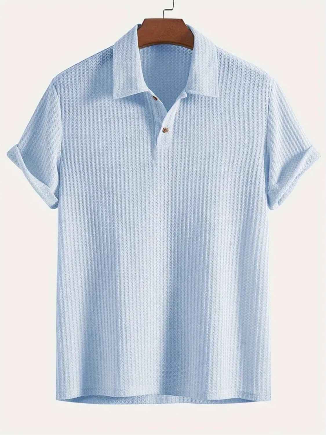 Men's Waffle-Knit Collared Neck Short Sleeve Polo - Premium Men's Clothing from 5th & Barnett Online Boutique - Just $25.99! Shop now at 5th & Barnett Online Boutique
