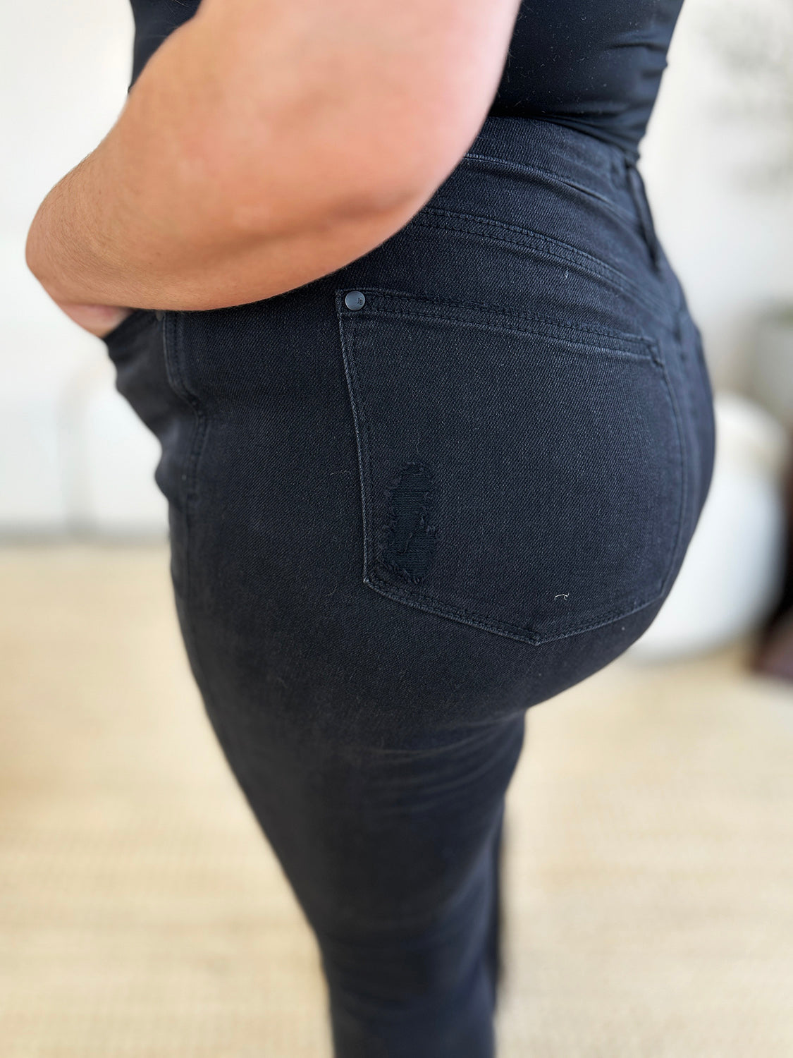 Judy Blue Full Size High Waist Distressed Flare Jeans - Premium Jeans from Trendsi - Just $46.99! Shop now at 5th & Barnett Online Boutique