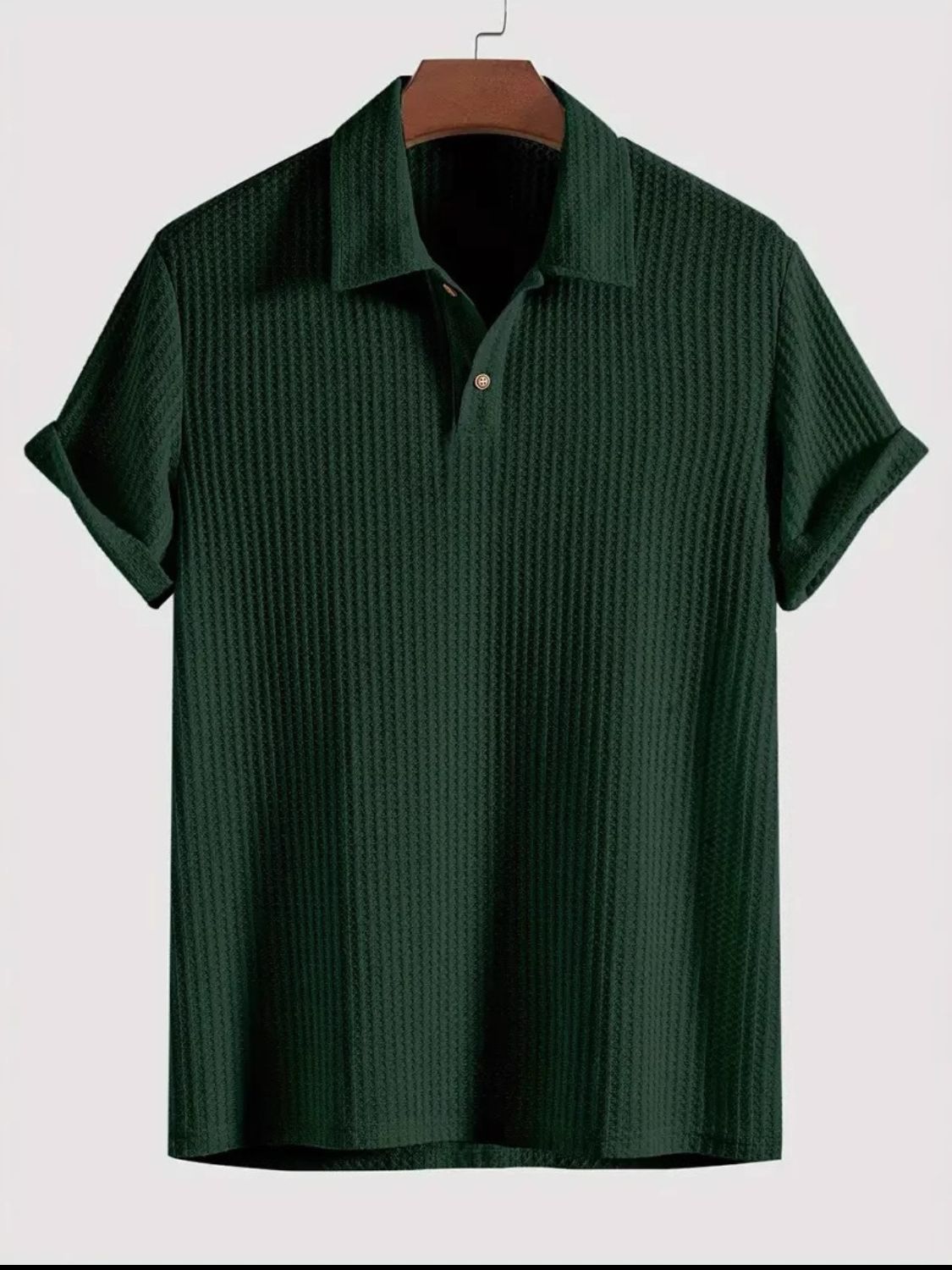 Men's Waffle-Knit Collared Neck Short Sleeve Polo - Premium Men's Clothing from 5th & Barnett Online Boutique - Just $25.99! Shop now at 5th & Barnett Online Boutique
