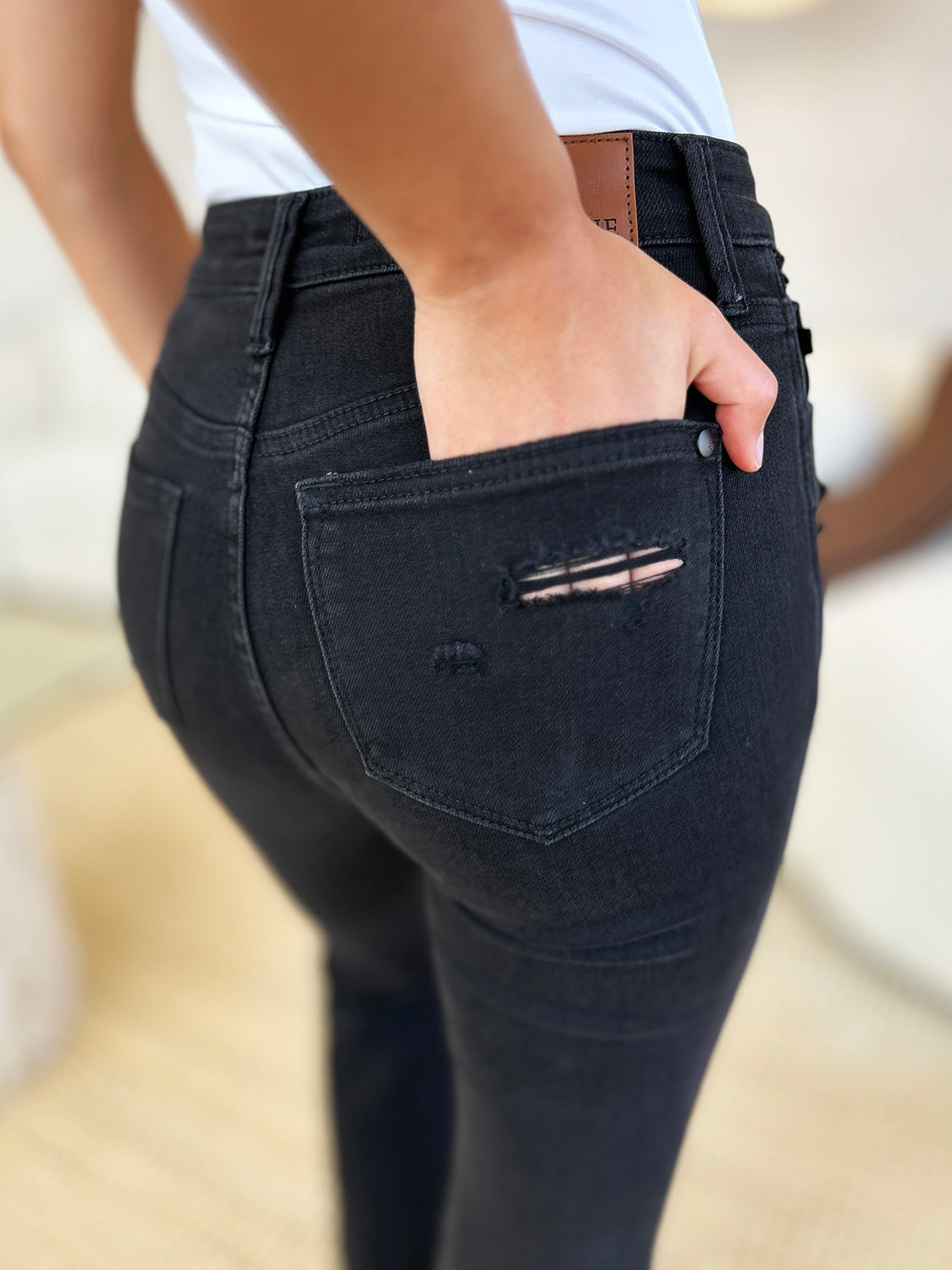 Judy Blue Full Size High Waist Distressed Flare Jeans - Premium Jeans from Trendsi - Just $46.99! Shop now at 5th & Barnett Online Boutique