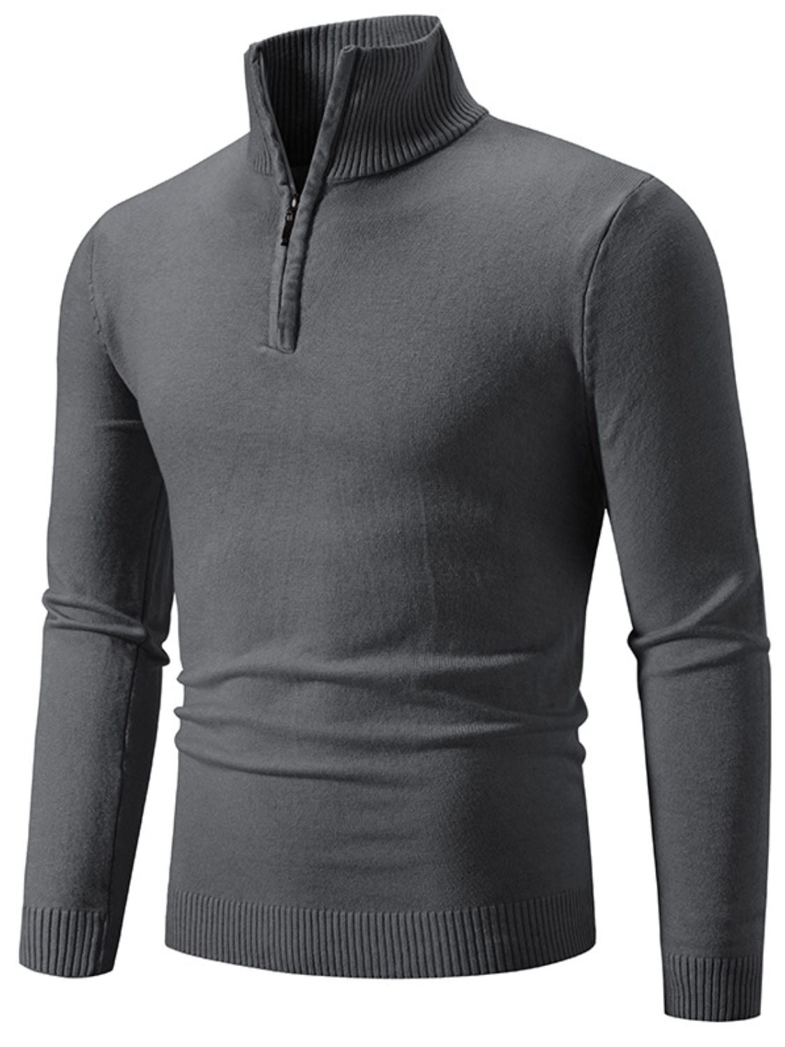 Men's Plus Size Quarter Zip Long Sleeve Knit Top - Premium from Trendsi - Just $0! Shop now at 5th & Barnett Online Boutique