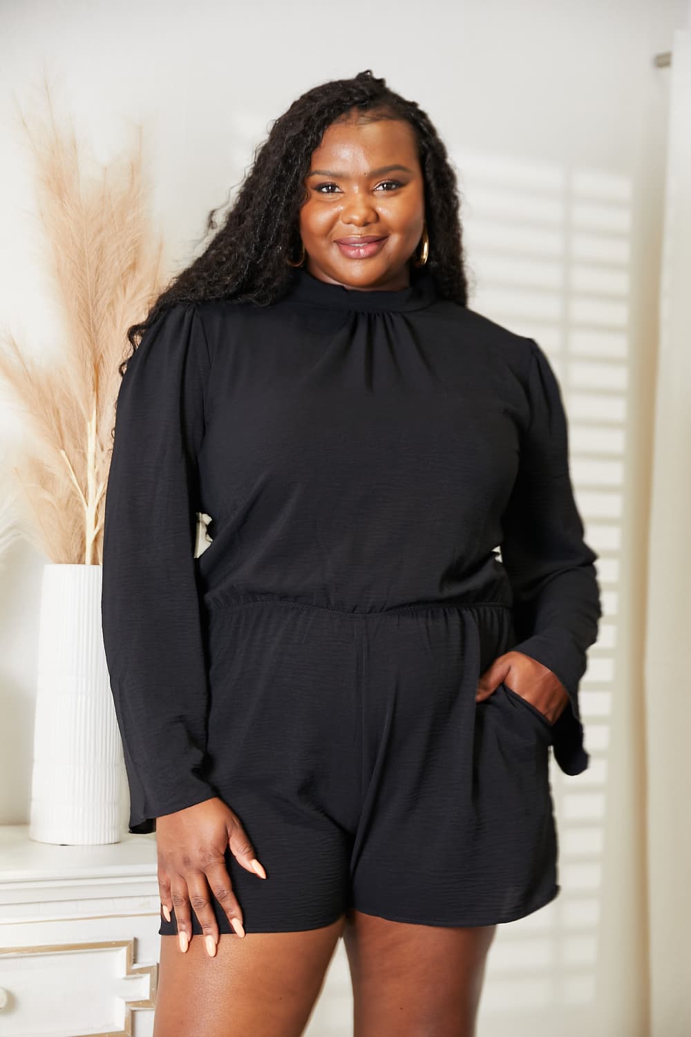 Culture Code Full Size Open Back Romper with Pockets - Premium Bodysuits from 5th & Barnett Online Boutique - Just $35.99! Shop now at 5th & Barnett Online Boutique