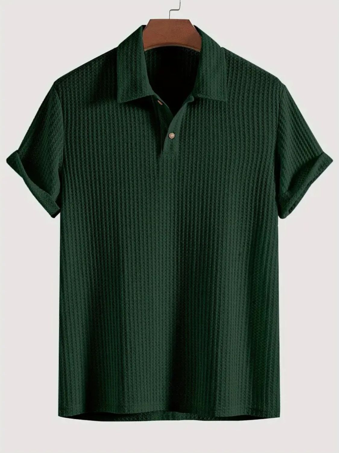 Men's Waffle-Knit Collared Neck Short Sleeve Polo - Premium Men's Clothing from 5th & Barnett Online Boutique - Just $25.99! Shop now at 5th & Barnett Online Boutique
