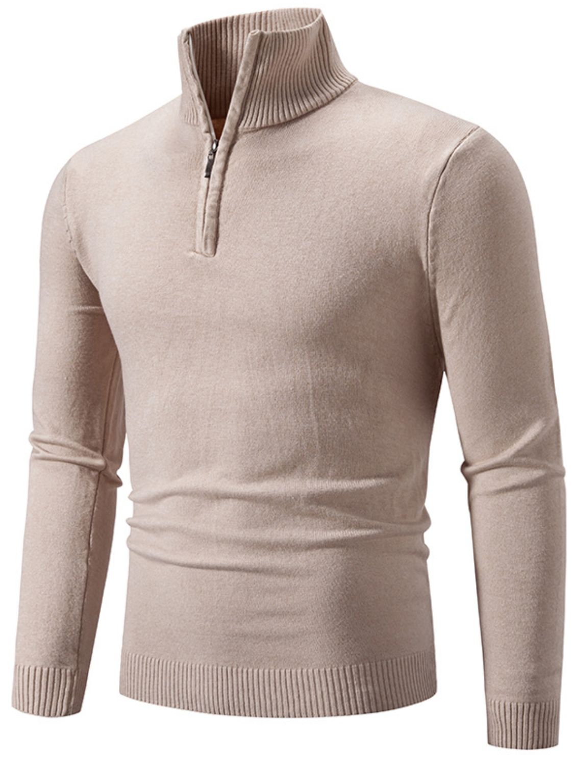 Men's Plus Size Quarter Zip Long Sleeve Knit Top - Premium from Trendsi - Just $0! Shop now at 5th & Barnett Online Boutique