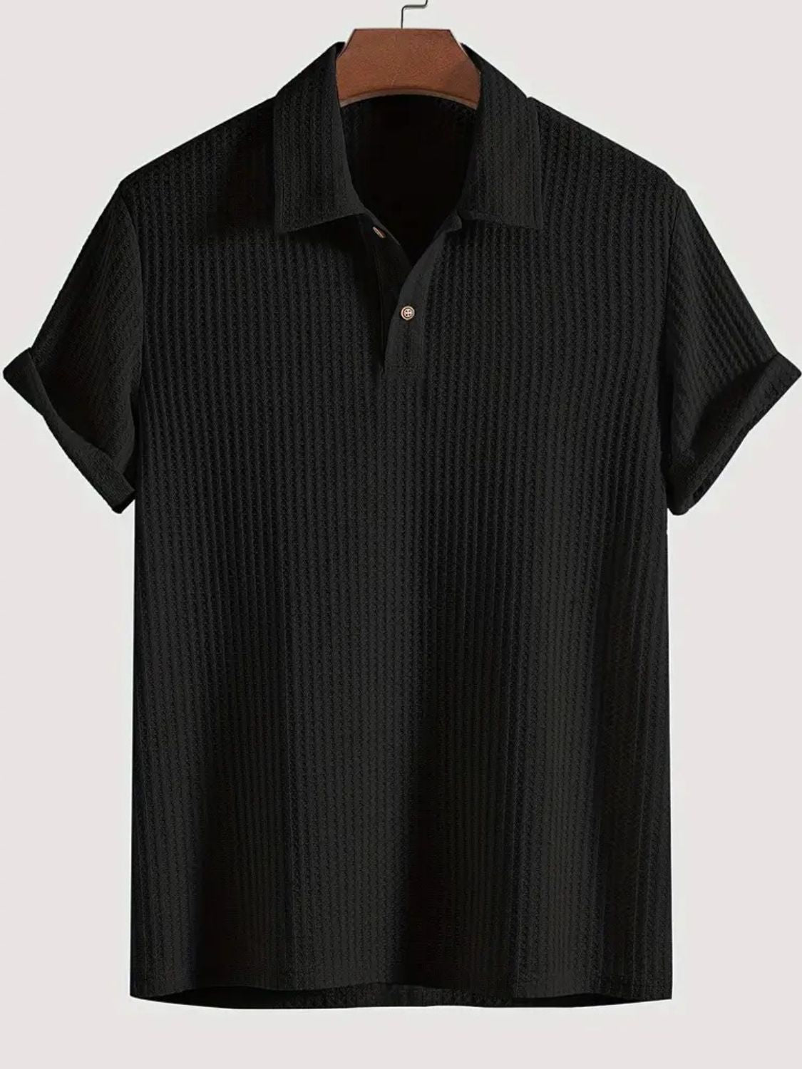 Men's Waffle-Knit Collared Neck Short Sleeve Polo - Premium Men's Clothing from 5th & Barnett Online Boutique - Just $25.99! Shop now at 5th & Barnett Online Boutique