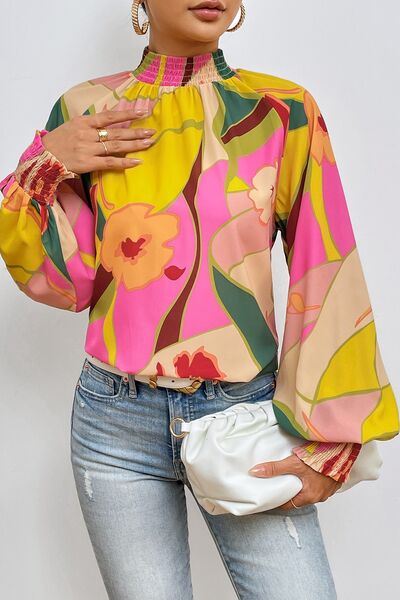 Floral Smocked Lantern Sleeve Blouse - Premium from 5th & Barnett Creative Fashions - Just $21.99! Shop now at 5th & Barnett Online Boutique