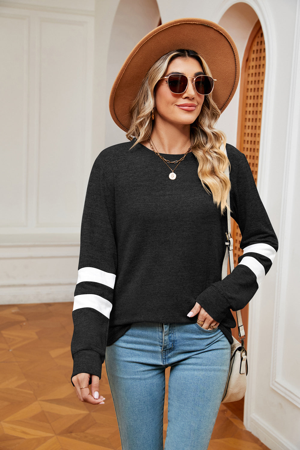 Round Neck Long Sleeve Top - Premium from Trendsi - Just $15.99! Shop now at 5th & Barnett Creative Fashions