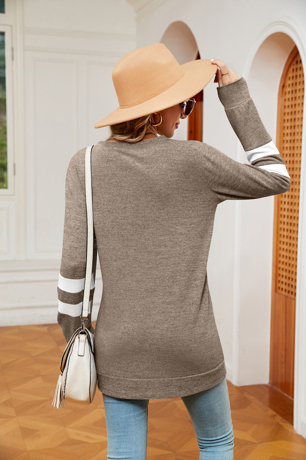 Round Neck Long Sleeve Top - Premium from Trendsi - Just $15.99! Shop now at 5th & Barnett Creative Fashions