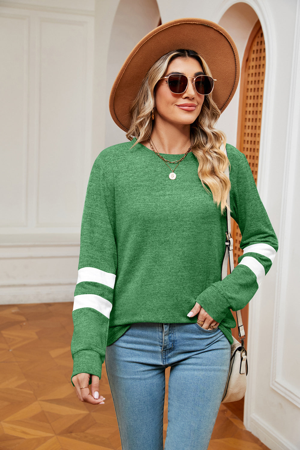 Round Neck Long Sleeve Top - Premium from Trendsi - Just $15.99! Shop now at 5th & Barnett Creative Fashions