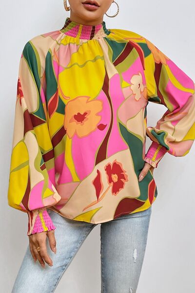 Floral Smocked Lantern Sleeve Blouse - Premium from 5th & Barnett Creative Fashions - Just $21.99! Shop now at 5th & Barnett Online Boutique