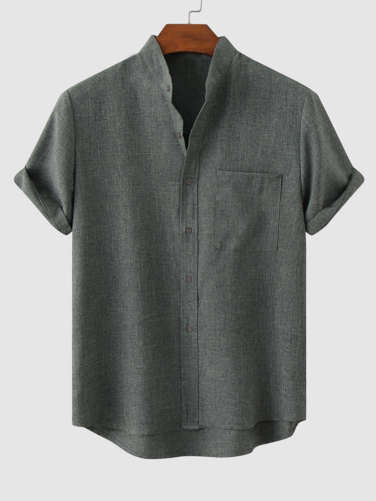 ZAFUL Cotton Shirts for Men Solid Linen Textured Streetwear Blouses Summer Short-sleeves Shirts Casual Tops with Front Pocket - Premium from 500 products - Just $29.99! Shop now at 5th & Barnett Creative Fashions