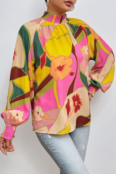 Floral Smocked Lantern Sleeve Blouse - Premium from 5th & Barnett Creative Fashions - Just $21.99! Shop now at 5th & Barnett Online Boutique