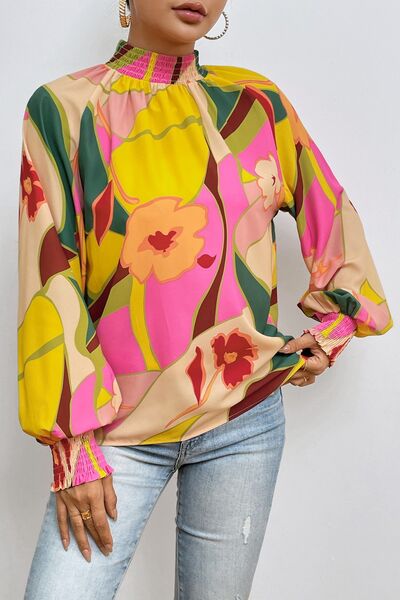 Floral Smocked Lantern Sleeve Blouse - Premium from 5th & Barnett Creative Fashions - Just $21.99! Shop now at 5th & Barnett Online Boutique