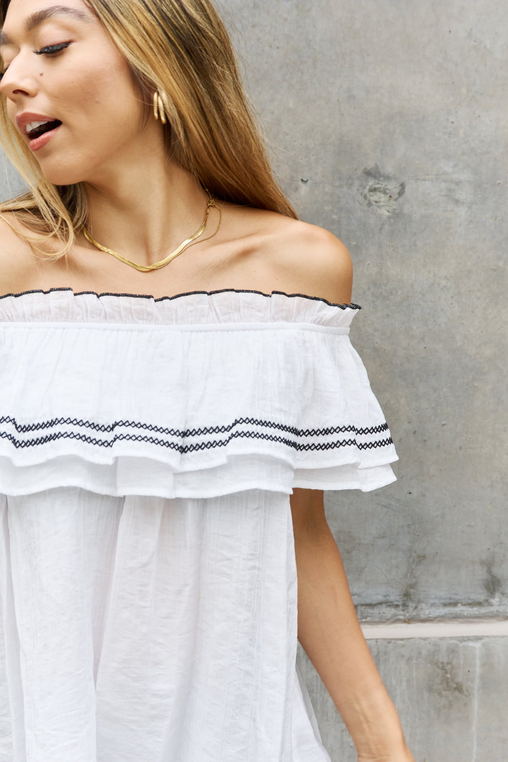 ODDI Full Size Off The Shoulder Ruffle Blouse - Premium  from 5th & Barnett Creative Fashions - Just $22.99! Shop now at 5th & Barnett Online Boutique 