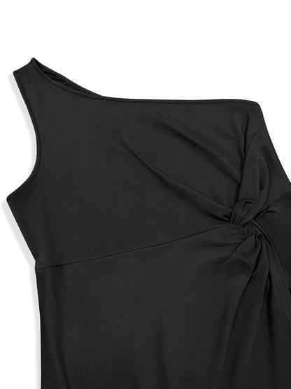 Plus Size Twisted One Shoulder Sleeveless Midi Dress - Premium Elegant Dresses from 5th & Barnett Online Boutique - Just $39.99! Shop now at 5th & Barnett Online Boutique 