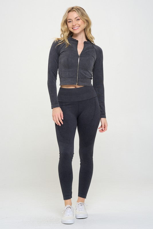 Ribbed Knit Tracksuit Two-Piece Set - Premium Activewear from 5th & Barnett Online Boutique - Just $45.99! Shop now at 5th & Barnett Online Boutique 