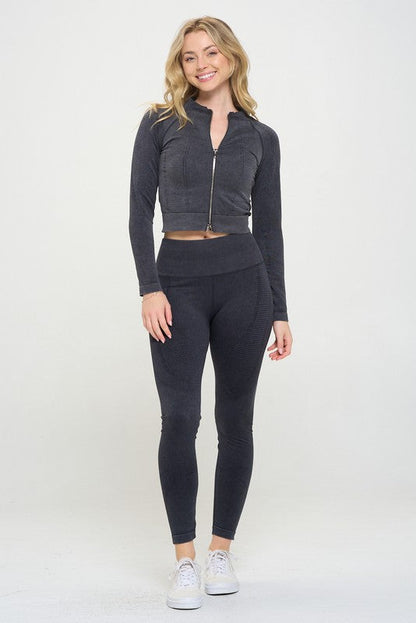 Ribbed Knit Tracksuit Two-Piece Set - Premium Activewear from 5th & Barnett Online Boutique - Just $45.99! Shop now at 5th & Barnett Online Boutique 