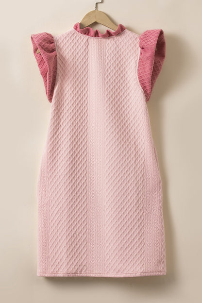 Ruffled V-Neck Cap Sleeve Mini Dress - Premium women from Trendsi - Just $35.99! Shop now at 5th & Barnett Online Boutique 