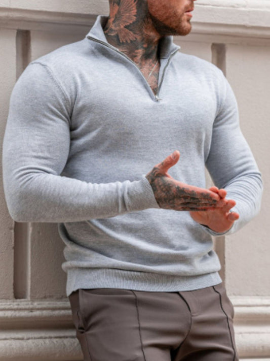Men's Plus Size Quarter Zip Long Sleeve Knit Top - Premium  from Trendsi - Just $0! Shop now at 5th & Barnett Online Boutique 
