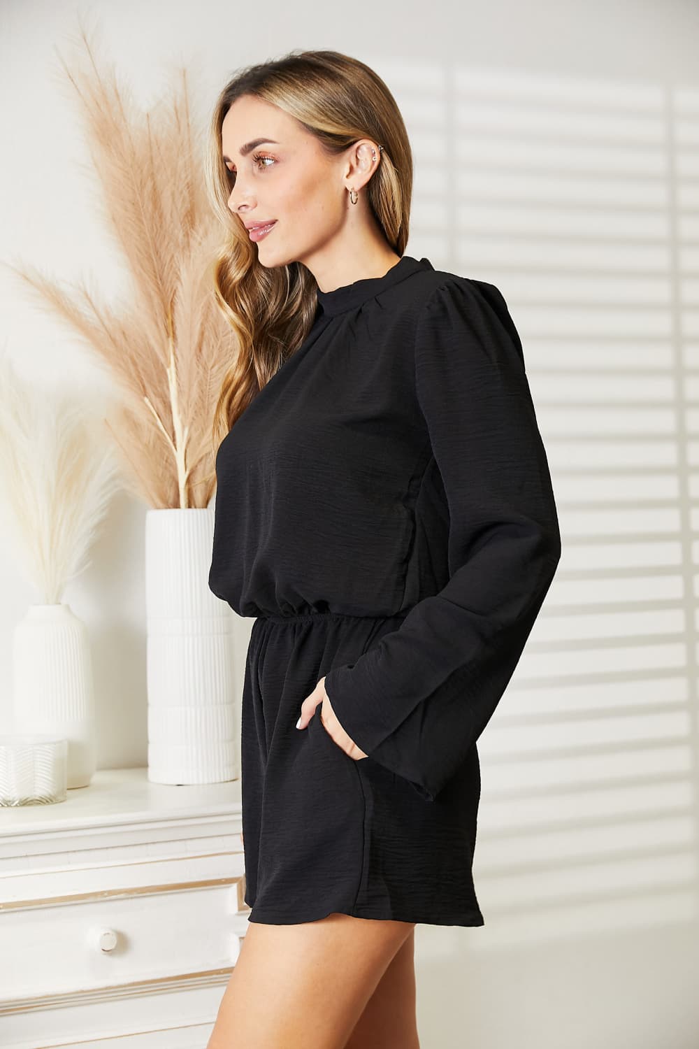 Culture Code Full Size Open Back Romper with Pockets - Premium Bodysuits from 5th & Barnett Online Boutique - Just $35.99! Shop now at 5th & Barnett Online Boutique 