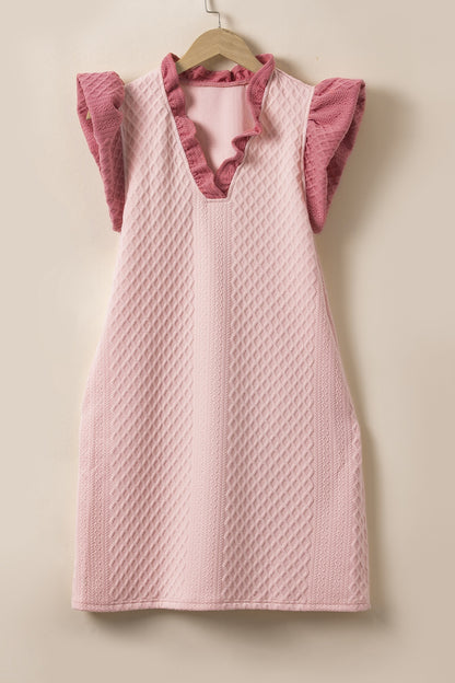 Ruffled V-Neck Cap Sleeve Mini Dress - Premium women from Trendsi - Just $35.99! Shop now at 5th & Barnett Online Boutique 