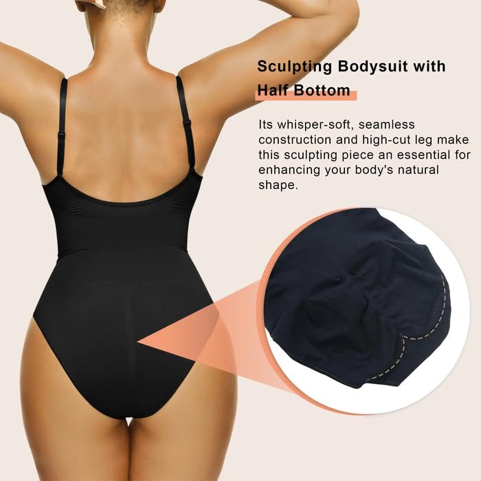 SHAPERX Bodysuit for Women Tummy Control Shapewear Seamless Sculpting Thong Body Shaper Tank Top,SZ5215-Black-S/M - Premium Lingerie & Underwear from 5th & Barnett Creative Fashions - Just $35.99! Shop now at 5th & Barnett Creative Fashions 