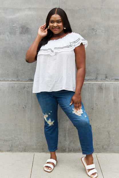 ODDI Full Size Off The Shoulder Ruffle Blouse - Premium  from 5th & Barnett Creative Fashions - Just $22.99! Shop now at 5th & Barnett Online Boutique 