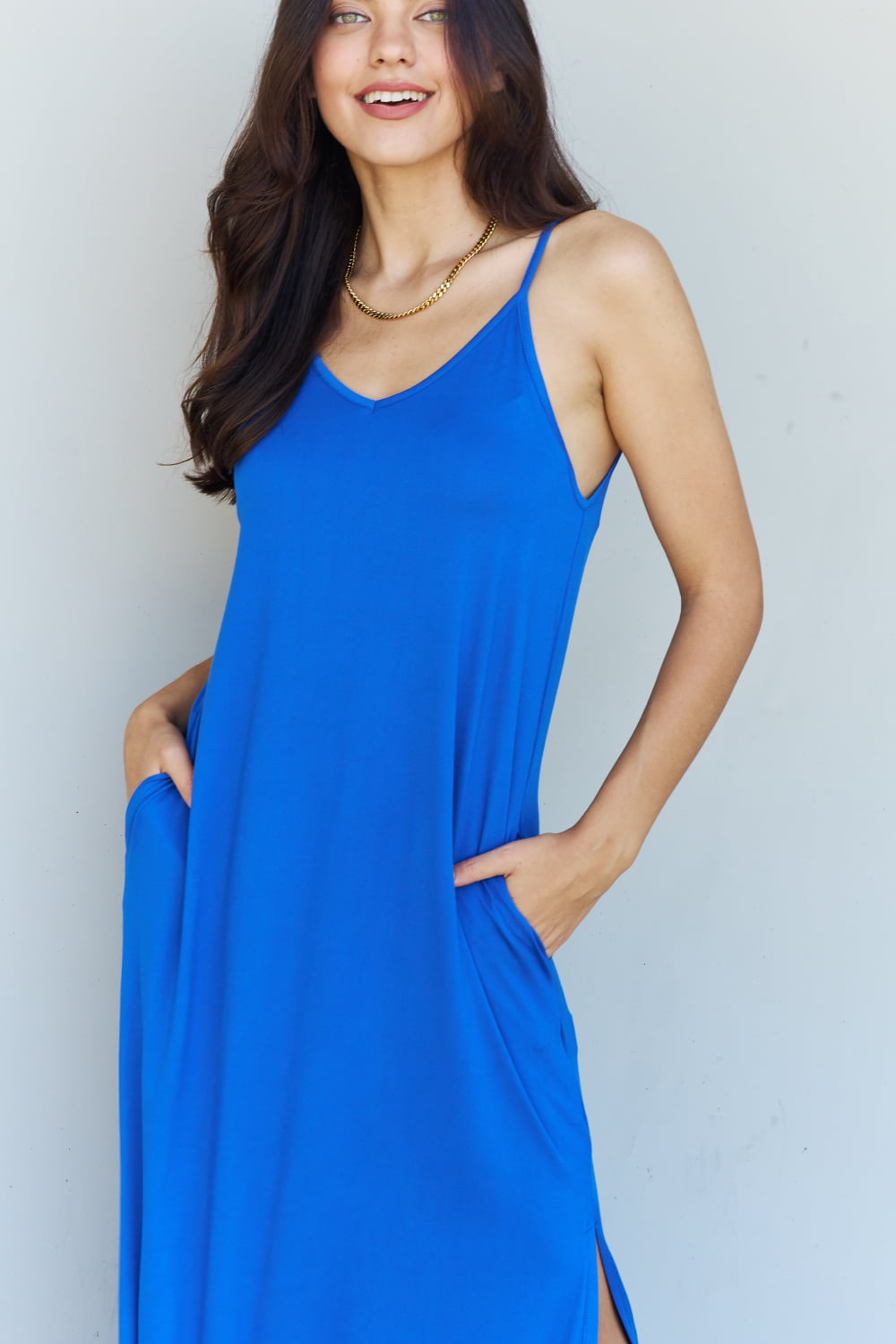 Good Energy  Cami Side Slit Maxi Dress - Premium Activewear from 5th & Barnett Online Boutique - Just $21.99! Shop now at 5th & Barnett Online Boutique 