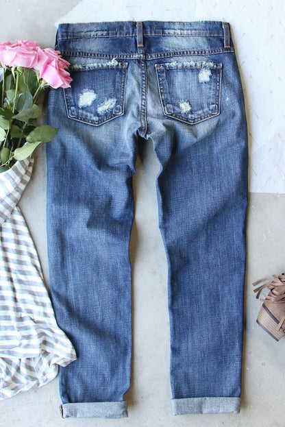 Distressed Football Straight Jeans - Premium Jeans from 5th & Barnett Online Boutique - Just $52.99! Shop now at 5th & Barnett Online Boutique 