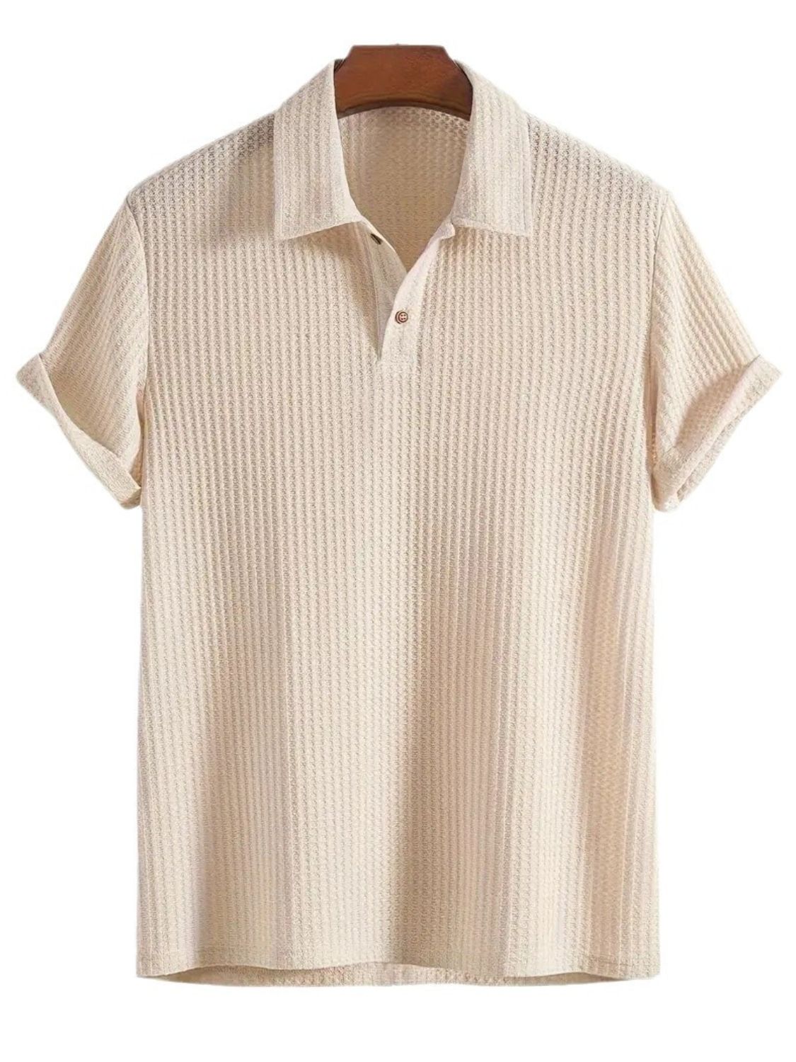 Men's Waffle-Knit Collared Neck Short Sleeve Polo - Premium Men's Clothing from 5th & Barnett Online Boutique - Just $25.99! Shop now at 5th & Barnett Online Boutique 