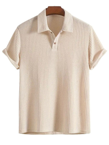 Men's Waffle-Knit Collared Neck Short Sleeve Polo - Premium Men's Clothing from 5th & Barnett Online Boutique - Just $25.99! Shop now at 5th & Barnett Online Boutique 