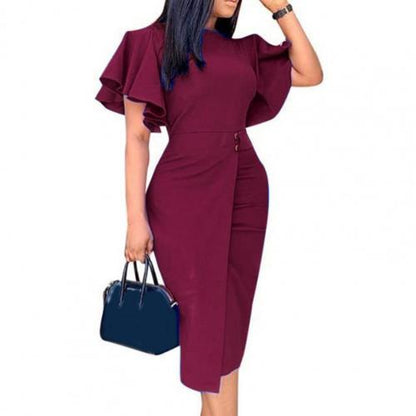 Solid Color Split Hem Party Dress - Premium Dresses from 5th & Barnett Creative Fashions - Just $29.99! Shop now at 5th & Barnett Online Boutique 