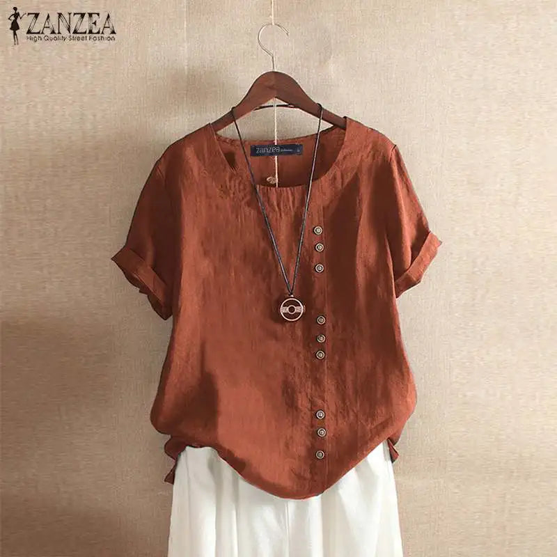 ZANZEA Casual Short Sleeve Shirt - Premium  from 5th & Barnett Creative Fashions - Just $26! Shop now at 5th & Barnett Online Boutique 