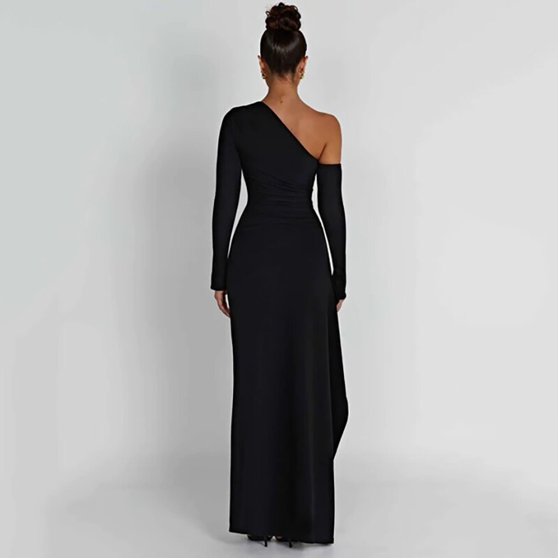 Elegant Black Long Evening Dress - Premium Elegant Dresses from 5th & Barnett Creative Fashions - Just $75! Shop now at 5th & Barnett Online Boutique 