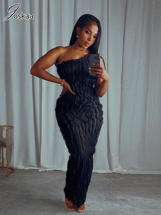 Joskaa's Elegant Draped Black Maxi Dress - Premium Dresses from 5th & Barnett Creative Fashions - Just $29.99! Shop now at 5th & Barnett Online Boutique 