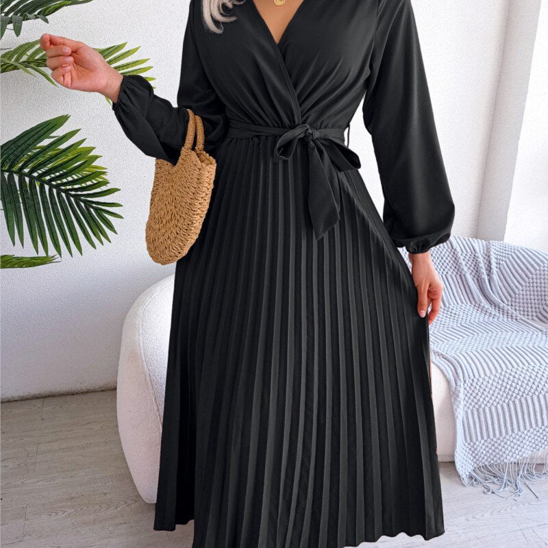 Elegant Pullover Solid Color Cross High Waist Dress - Premium Dresses from 5th & Barnett Online Boutique - Just $26.99! Shop now at 5th & Barnett Online Boutique 