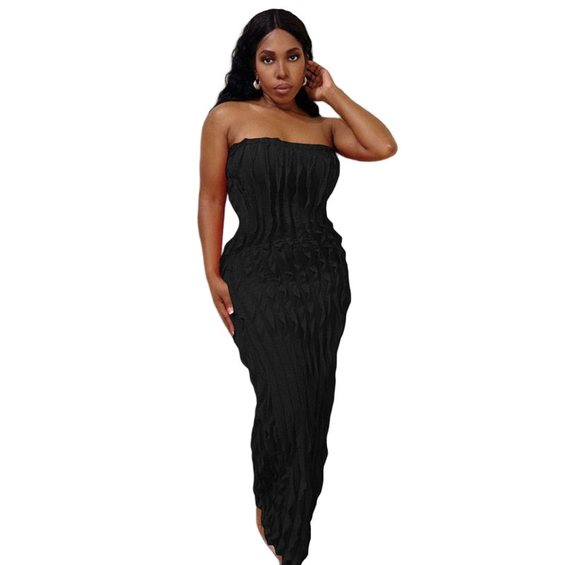 Joskaa's Elegant Draped Black Maxi Dress - Premium Dresses from 5th & Barnett Creative Fashions - Just $29.99! Shop now at 5th & Barnett Online Boutique 