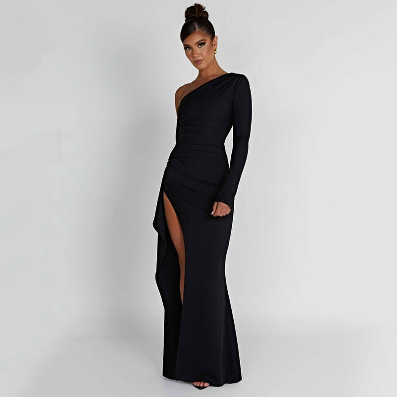 Elegant Black Long Evening Dress - Premium Elegant Dresses from 5th & Barnett Creative Fashions - Just $75! Shop now at 5th & Barnett Online Boutique 