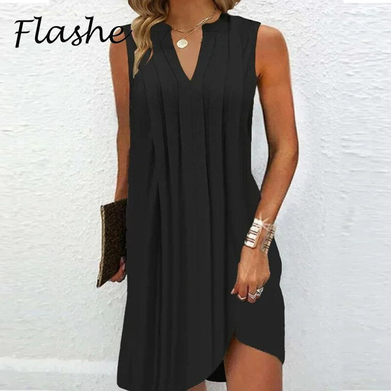 Solid Regular fit V-Neck Bohemian Mini Dress - Premium Dresses from 5th & Barnett Creative Fashions - Just $18.99! Shop now at 5th & Barnett Online Boutique 