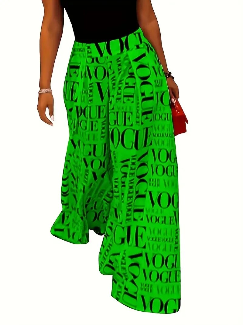 Trendy Vogue Print Bell Bottom Pants - Premium Women's Clothing from 5th & Barnett Creative Fashions - Just $25.99! Shop now at 5th & Barnett Online Boutique 