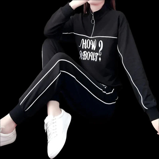 Urban Style Women's Black/White Letter Print Tracksuit - Premium Sports Shoes,Clothing&Accessories from 5th & Barnett Online Boutique - Just $58.99! Shop now at 5th & Barnett Online Boutique 