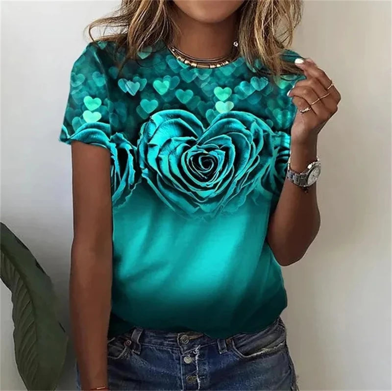 Short Sleeve 3D Floral T-Shirts - Premium customized from 5th & Barnett Online Boutique - Just $23.99! Shop now at 5th & Barnett Online Boutique 