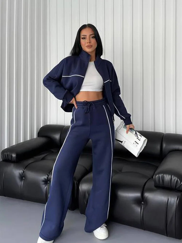 Lounge Set Zip Sweatshirt Wide Leg Pants - Premium Activewear from 5th & Barnett Online Boutique - Just $45.99! Shop now at 5th & Barnett Online Boutique 