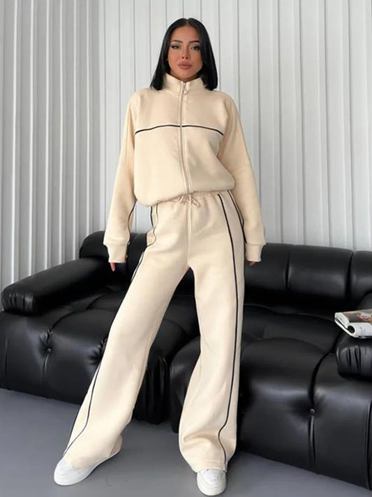 Lounge Set Zip Sweatshirt Wide Leg Pants - Premium Activewear from 5th & Barnett Online Boutique - Just $45.99! Shop now at 5th & Barnett Online Boutique 