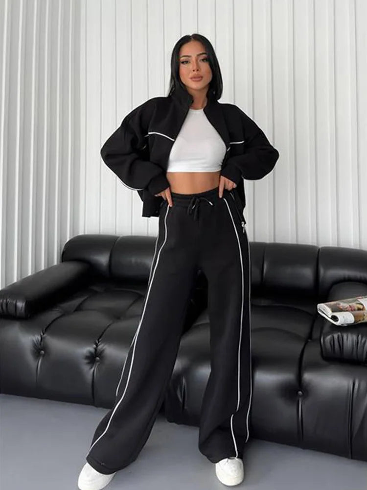 Lounge Set Zip Sweatshirt Wide Leg Pants - Premium Activewear from 5th & Barnett Online Boutique - Just $45.99! Shop now at 5th & Barnett Online Boutique 