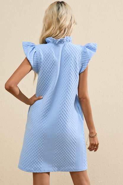 Ruffled V-Neck Cap Sleeve Mini Dress - Premium women from Trendsi - Just $35.99! Shop now at 5th & Barnett Online Boutique 