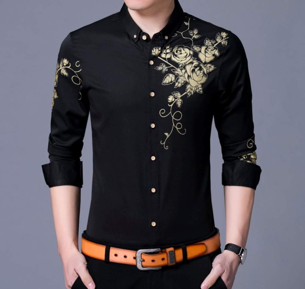 Mens Slim Fit Long Sleeve Floral Shirt - Premium Dress Shirts from 5th & Barnett Creative Fashions - Just $38.99! Shop now at 5th & Barnett Creative Fashions 